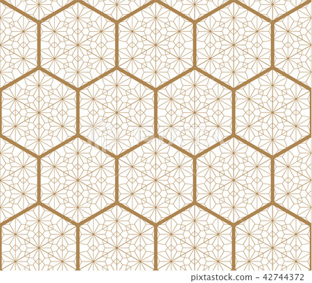 Gold oriental pattern vector. Line background.  42744372