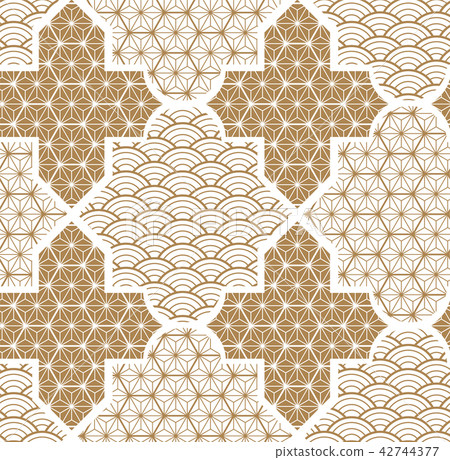 Gold geometric vector with Japanese pattern Gold geometric vector with Japanese pattern 42744377