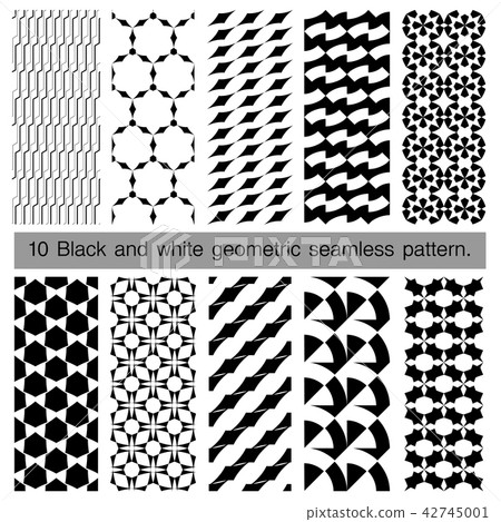 Black and white geometric seamless pattern. 42745001
