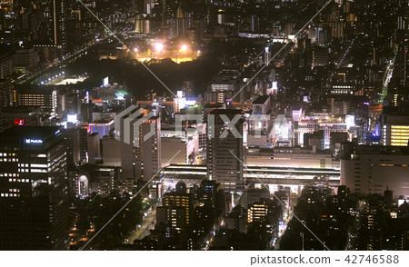 Tokyo cityscape landscape in Japan, such as Kinshicho station, looking out over the cityscape (night view) Tokyo cityscape landscape in Japan, such as Kinshicho station, looking out over the cityscape (night view) 42746588
