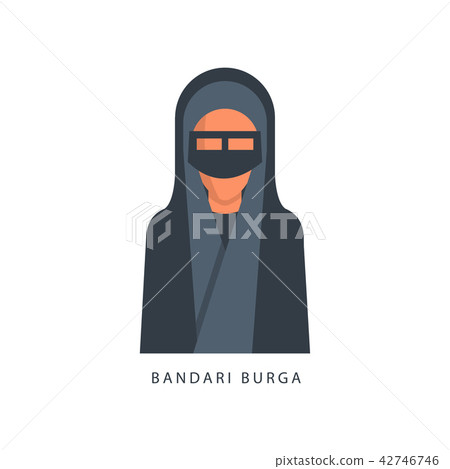 Woman in Muslim Bandari Burga headdress, female avatar in traditional Islamic clothing vector Woman in Muslim Bandari Burga headdress, female avatar in traditional Islamic clothing vector 42746746