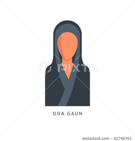 Woman in Muslim Doa Gaun headdress, female avatar in traditional Islamic clothing vector 42746761