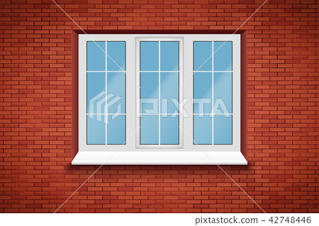 PVC big window in brick wall 42748446