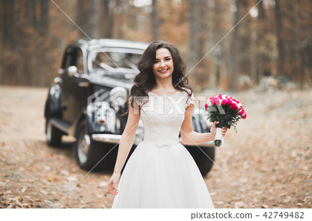 Beautiful luxury bride in elegant white dress Beautiful luxury bride in elegant white dress 42749482