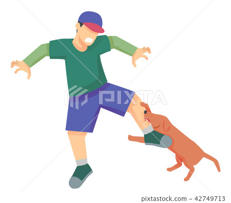 Dog Bite Man Illustration 42749713