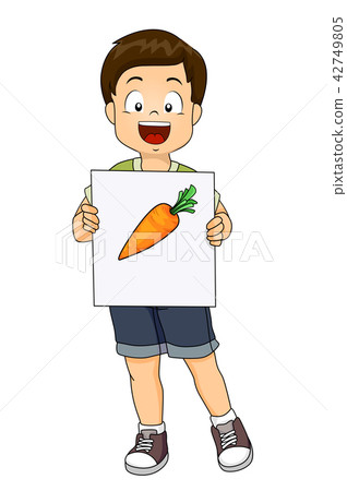 Kid Boy Carrot Flash Card Illustration-插圖素材 [42749805] - PIXTA圖庫