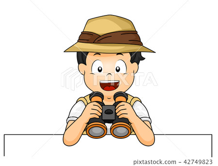 Kid Boy Explorer Binocular Board Illustration 42749823