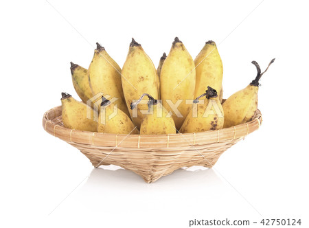 Cultivated Banana in bamboo plate Cultivated Banana in bamboo plate 42750124