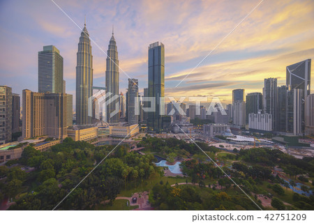 Aerial view of sunrise at Kuala Lumpur city Aerial view of sunrise at Kuala Lumpur city 42751209