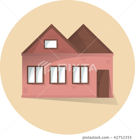 House flat illustration, flat home exterior  42752355