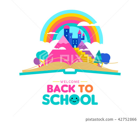 Back to school book concept for kid imagination - Stock Illustration ...