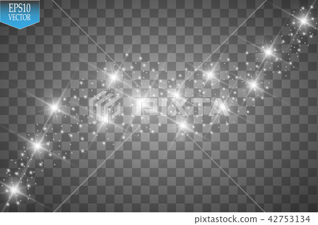 Vector white glitter wave illustration. White star dust trail sparkling particles isolated on 42753134