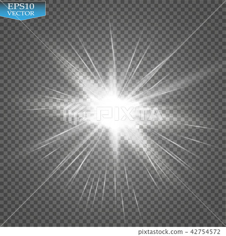 Glow light effect. Starburst with sparkles on transparent background. Vector illustration. 42754572