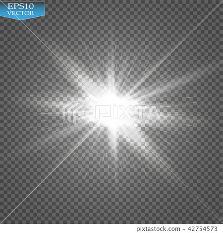 Glow light effect. Starburst with sparkles on transparent background. Vector illustration. 42754573