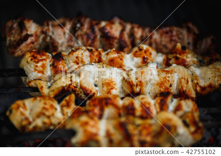 grilled beef meat ,barbecue on the grill grilled beef meat ,barbecue on the grill 42755102