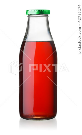 Glass bottle of cherry juice Glass bottle of cherry juice 42755174