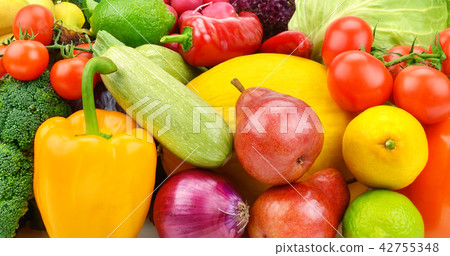 set of fresh vegetables and fruits. set of fresh vegetables and fruits. 42755348
