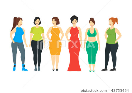 Cartoon Characters Smiling Plus Size Woman Set. Vector Cartoon Characters Smiling Plus Size Woman Set. Vector 42755464