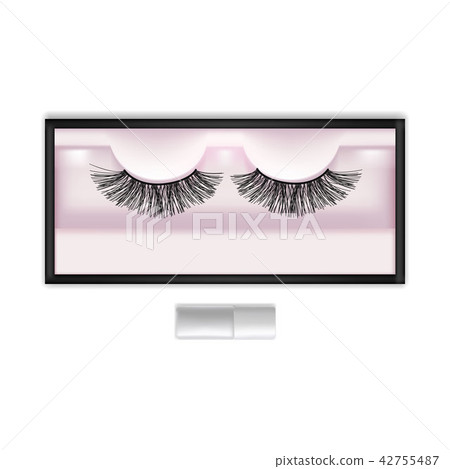 Realistic Detailed 3d False Eyelashes in Package Box. Vector 42755487