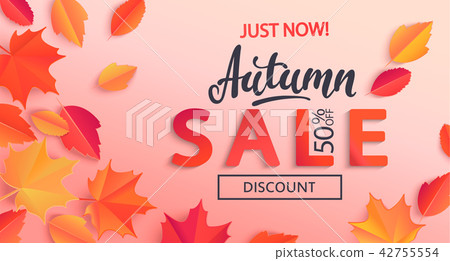 Autumn sale banner with half price discount. Autumn sale banner with half price discount. 42755554