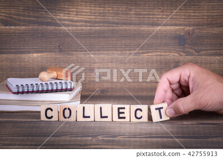 collect. wooden letters on the office desk 42755913