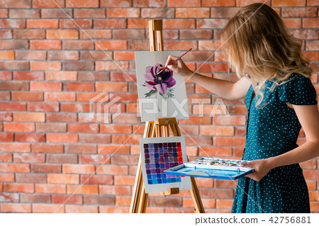 art painting hobby leisure girl drawing picture 42756881