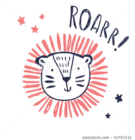 Hand drawing lion face illustration vector 42761532