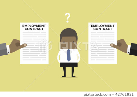 Businessman with two employment contract offer 42761951