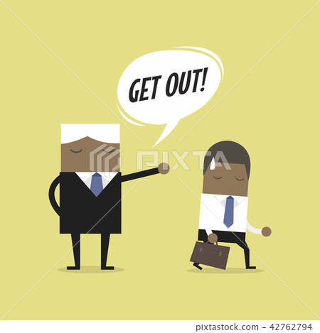 Angry boss firing African businessman employee. 42762794