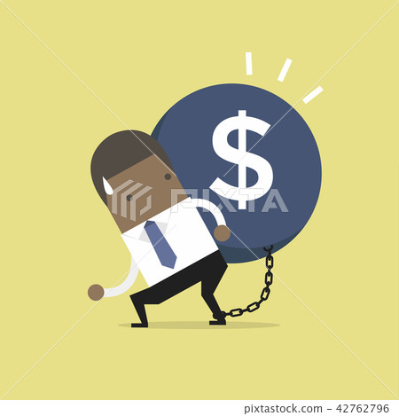 African businessman carry debt. Financial concept. 42762796