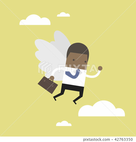 African businessman flying with his wing. African businessman flying with his wing. 42763350