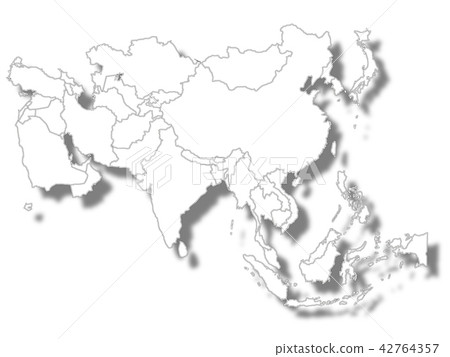 亞洲國家地圖圖標 42764357