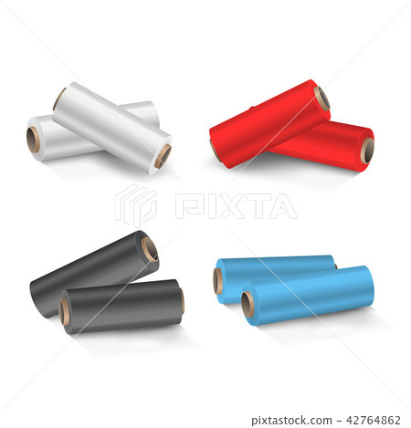 Realistic Detailed 3d Wrapping Plastic Stretch Film Color Set. Vector Realistic Detailed 3d Wrapping Plastic Stretch Film Color Set. Vector 42764862