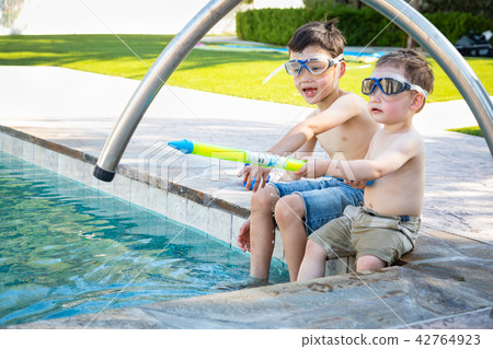 Cute Mixed Race Chinese Caucasian Boys in Goggles Cute Mixed Race Chinese Caucasian Boys in Goggles 42764923