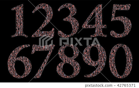 set of ten numbers form zero to nine, isolated 42765371