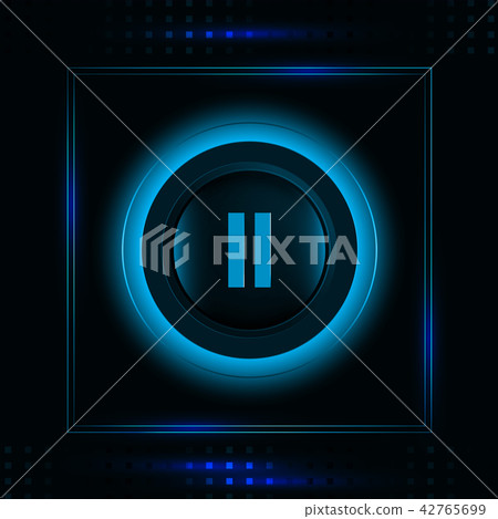 Blue Wait Button Modern glowing blue light pause button icon - Stock Illustration ...