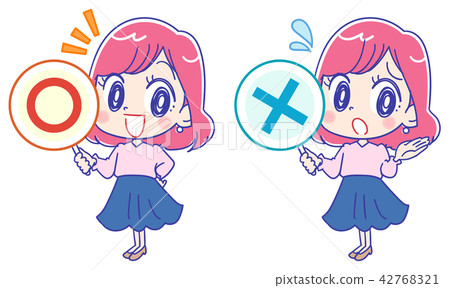 Illustration of a young lady with a motherhood card 42768321