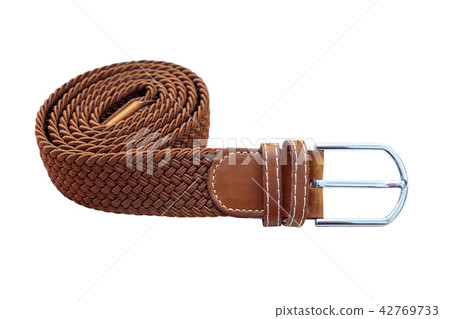Woven Genuine Leather Belt on a iSolated White. 42769733