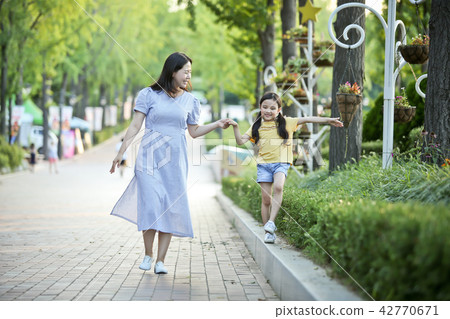 Mother and child, outing, park and conversation 42770671