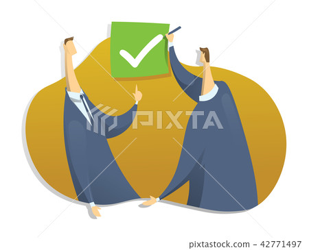 A person puts a tick in the checkbox. The symbol of the consent. Concept vector illustration A person puts a tick in the checkbox. The symbol of the consent. Concept vector illustration 42771497