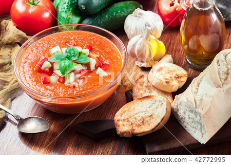 Spicy homemade gazpacho soup 42772995