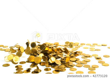 Falling gold coins money isolated on the white Falling gold coins money isolated on the white 42773120