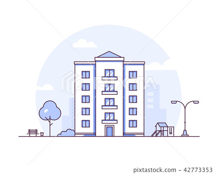 Urban landscape - modern thin line design style vector illustration 42773353