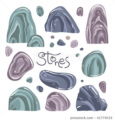 A set of different stones in the cartoon style. Isolated over white background rocks. Vector A set of different stones in the cartoon style. Isolated over white background rocks. Vector 42774018