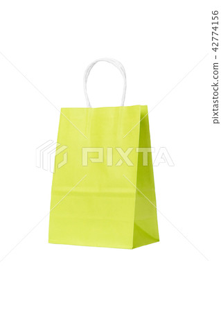 Green shopping paper bag isolated background Green shopping paper bag isolated background 42774156
