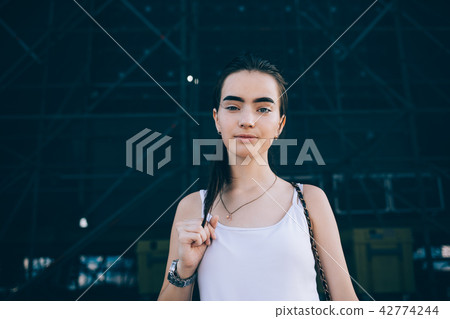 Portrait of cute happy young woman  42774244