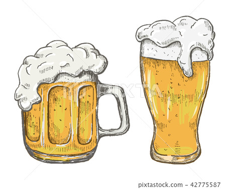 Vector hand drawing beer mug in white background Vector hand drawing beer mug in white background 42775587