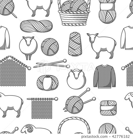 Seamless pattern with wool items. Seamless pattern with wool items. 42776182