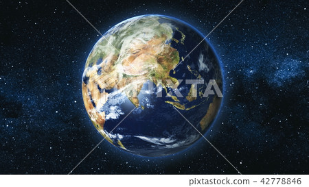 Realistic Earth Planet against the the star sky Realistic Earth Planet against the the star sky 42778846