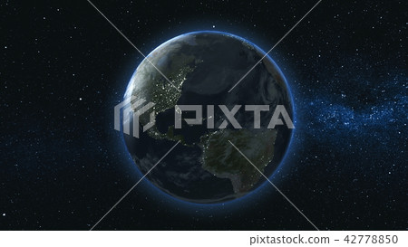 Realistic Earth Planet against the the star sky Realistic Earth Planet against the the star sky 42778850